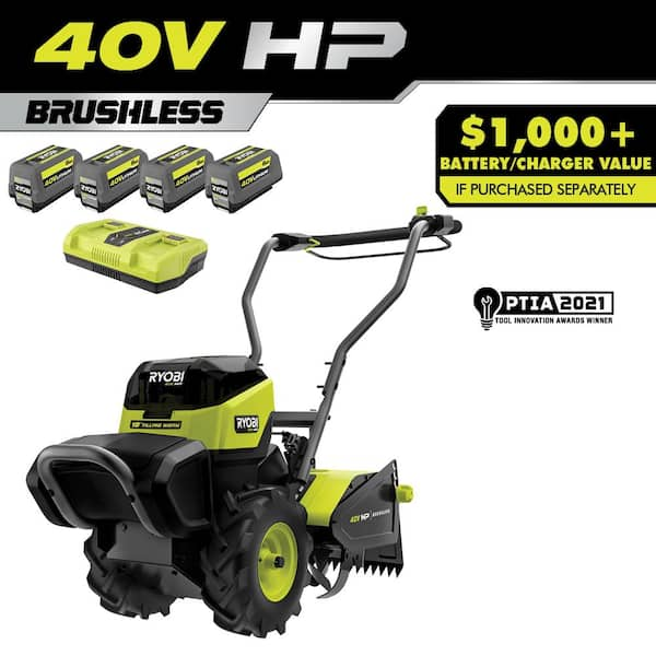 RYOBI 40V HP Brushless 18 in. Battery Powered Rear Tine Tiller