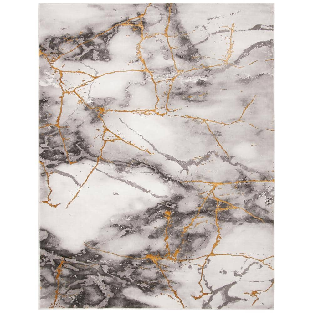 Gray and Gold Abstract Rectangular Area Rug