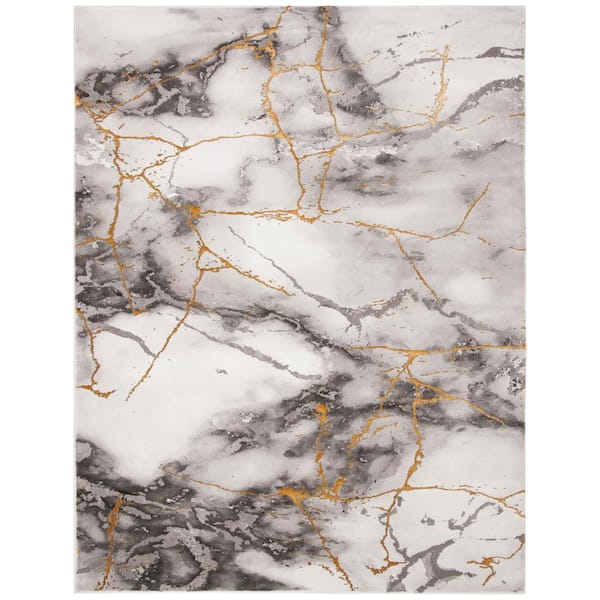 SAFAVIEH Craft Gray/Gold 11 ft. x 14 ft. Distressed Abstract Area Rug