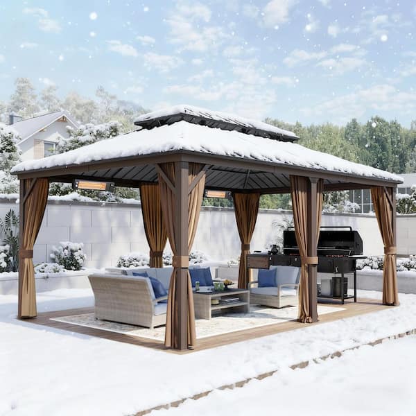 12 ft. x 18 ft. Outdoor Patio Aluminum Frame Gazebo with 2 Electric Wall or Ceiling Mounted Heater