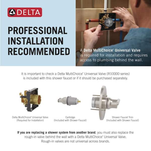 Delta Modern Gold 1-Handle Wall Mount Tub and Shower Trim Kit in