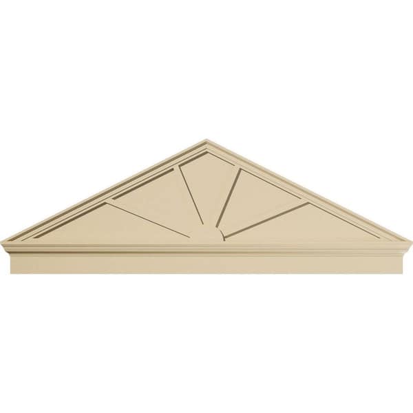 Ekena Millwork 72 in. W x 24-7/8 in. H x 2-3/4 in. P Pitch 6/12 Peaked Cap 4 Spoke Signature Urethane Combination Pediment Primed Tan