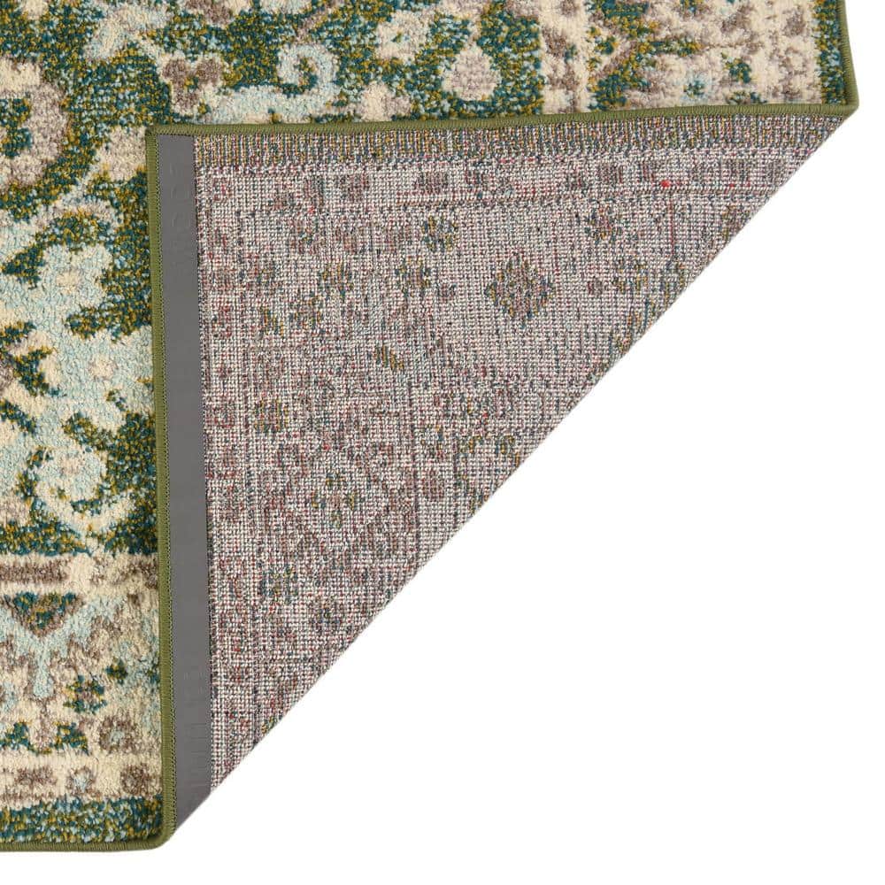 Krystle Green and Beige Overdyed Floral Area Rug 5'1" x 8'