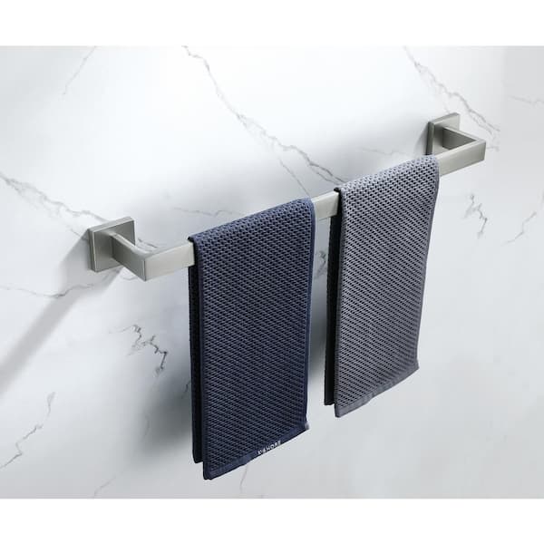 2 Pack Bath 24 in. Wall Mounted Towel Bar Square Towel Rack Towel Holder in Brushed Nickel