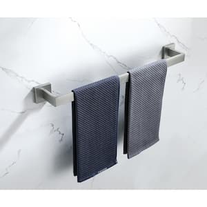 Bath 24 in. Wall Mounted Towel Bar Square Towel Rack Towel Holder in Brushed Nickel