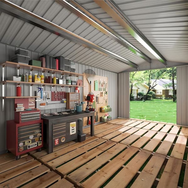 VIWAT 11.4 ft. W x 17.7 ft. D Metal Outdoor Storage Garden Tool
