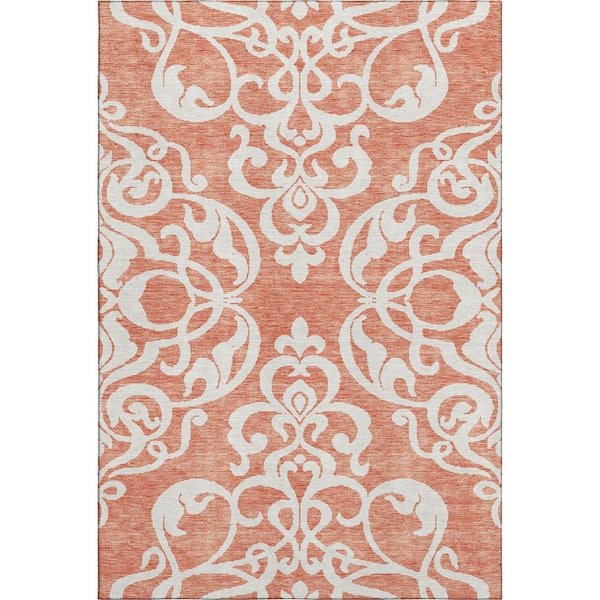 Addison Rugs Mayfield Premium Machine Washable Abstract AMF973 Coral 3 ft. x 4 ft. Area Rug
