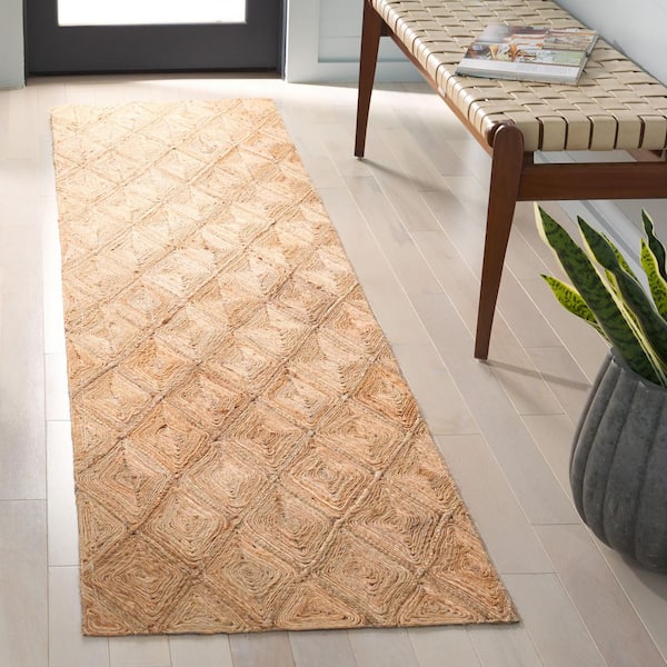 Natural Fiber 2 ft. x 9 ft. Natural Diamond Woven Runner Rug