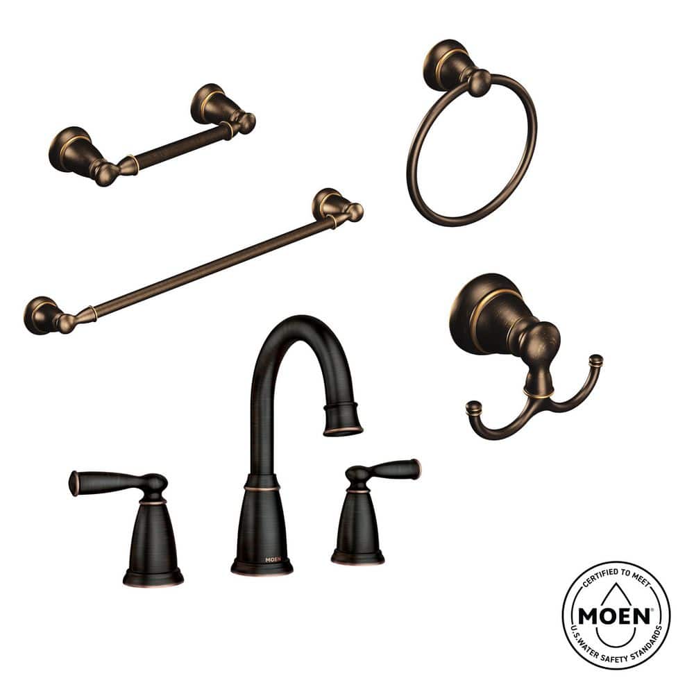 Banbury 8 in. Widespread 2-Handle Bathroom Faucet Kit with 4-Piece Hardware Set in Mediterranean Bronze (Valve Included) price history on PriceWatchPro