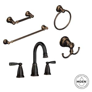 Banbury 8 in. Widespread 2-Handle Bathroom Faucet Kit with 4-Piece Hardware Set in Mediterranean Bronze (Valve Included)