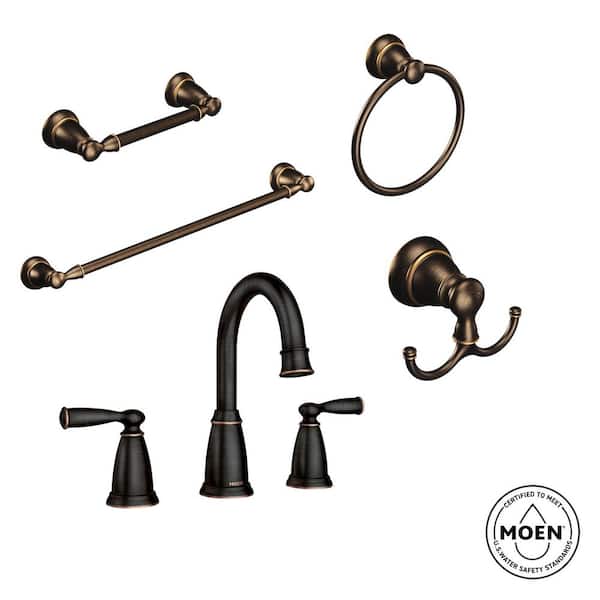 Banbury 8 in. Widespread 2-Handle Bathroom Faucet Kit with 4-Piece Hardware Set in Mediterranean Bronze (Valve Included)