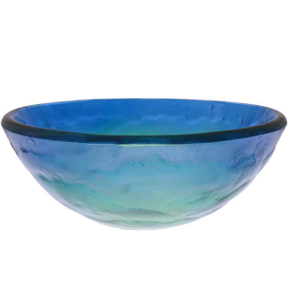 Mare 19'' Blue and Green Glass Round Vessel Sink
