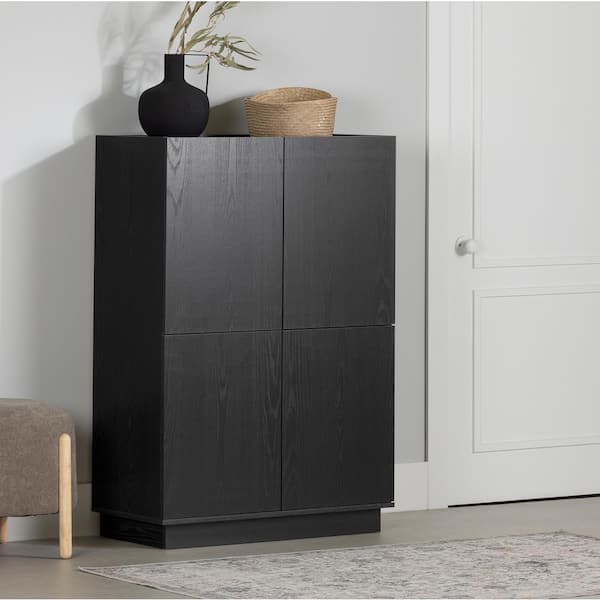 Liora Black 51 in. Tall Oak Particle Board 8-Shelf Bookcase