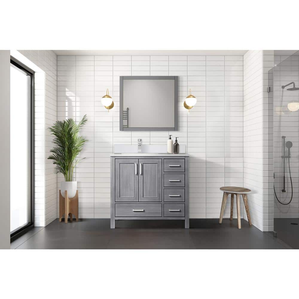 Lexora Jacques 36 in. W x 22 in. D Left Offset Distressed Grey Bath