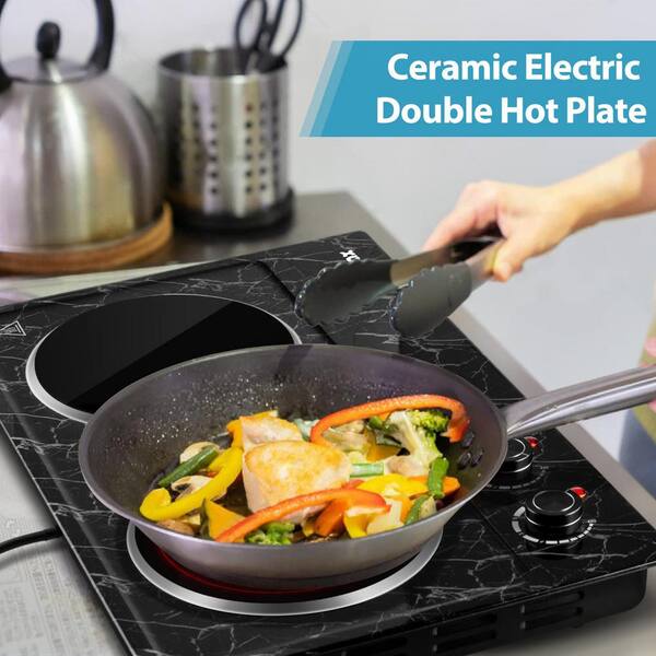 Numhew 1800 W 2-Burner 7.1 in. Black Ceramic Electric Hot Plate
