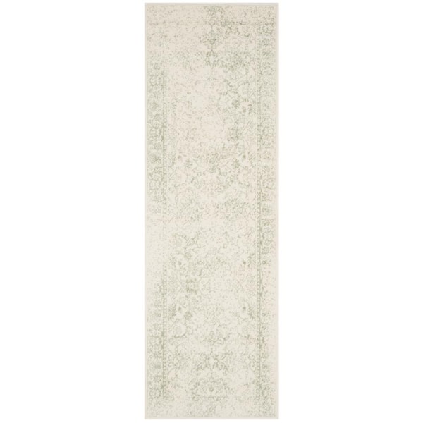 Adirondack 3 ft. x 16 ft. Ivory/Sage Oriental Runner Rug