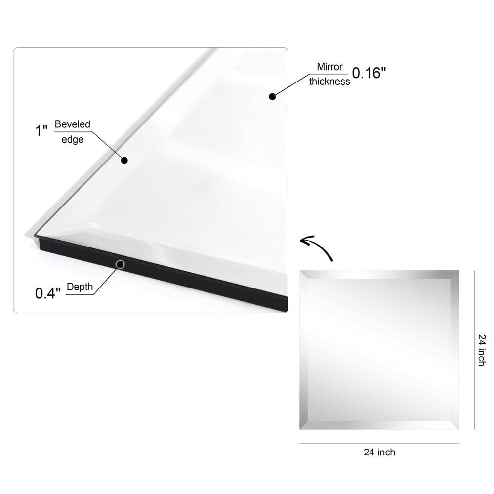24" x 24" Frameless Beveled Rectangular Wall Mirror