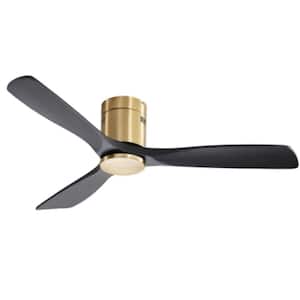 Indoor 52 in. Ceiling Fan with Remote Control and 3 Solid Wood Fan Blade Noiseless Reversible DC Motor, Gold