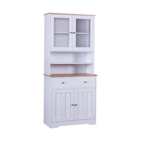 15.74 in. W x 11.8 in. D x 64.96 in. H White Linen Cabinet with Double Door Narrow Height