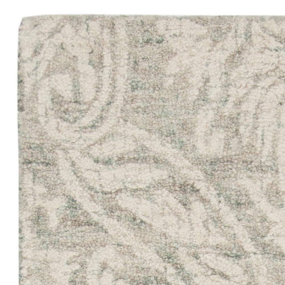 Handmade Gray Abstract Wool Tufted Runner Rug - 27" x 7"