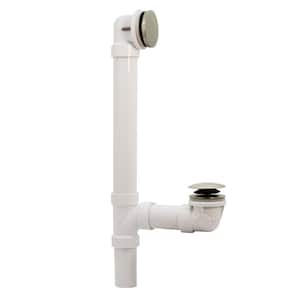 12 in. & 4 in. Bath Waste & Overflow with Tip-Toe Drain Plug and Illusionary Faceplate - Sch. 40 PVC, Satin Nickel
