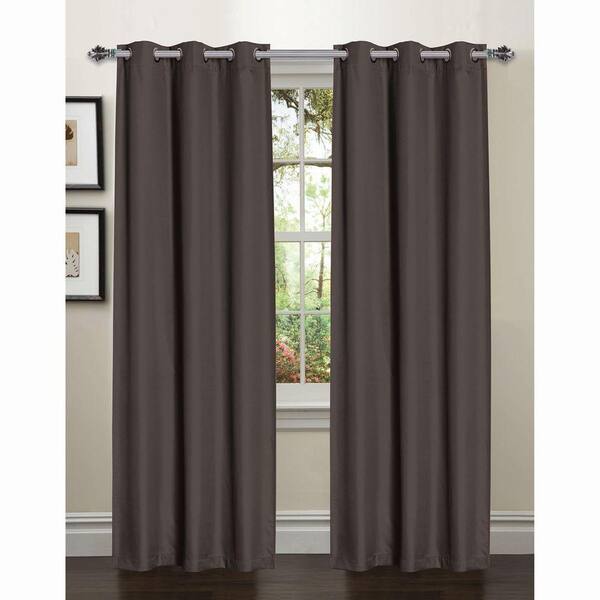 Bella Luna Semi-Opaque Galaxy 84 in. L Room Darkening Textured Grommet Curtain Panel Pair, Charcoal (Set of 2)