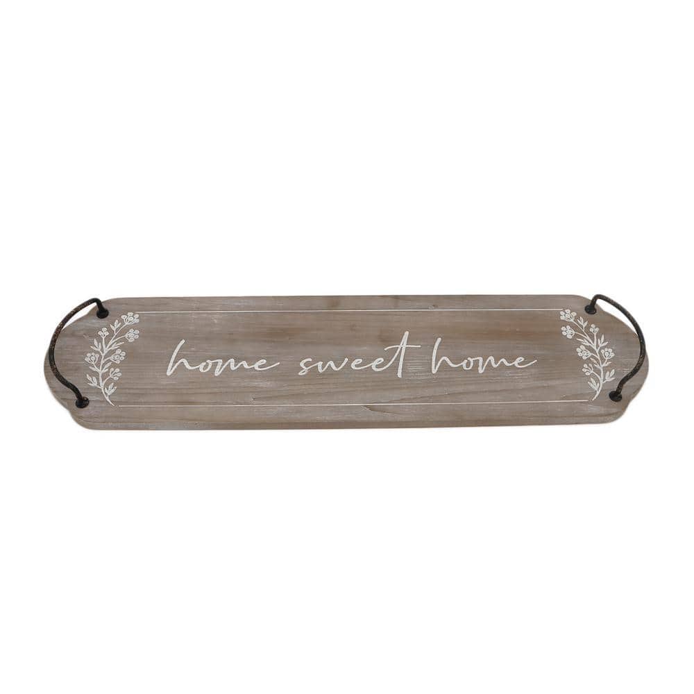 PARISLOFT Home Sweet Home Natural Wood Long Narrow Flat Decorative