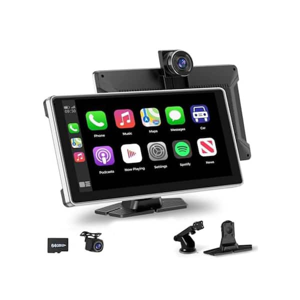 9 in. Wireless Carplay Screen with 4K Dash Cam, Car Satellite Radio
