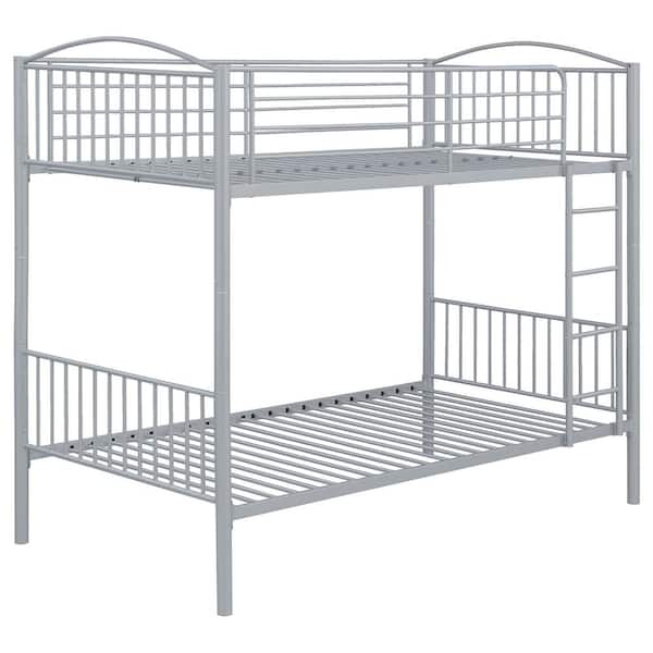 Coaster Anson Silver Twin Over Twin Bunk Bed with Ladder