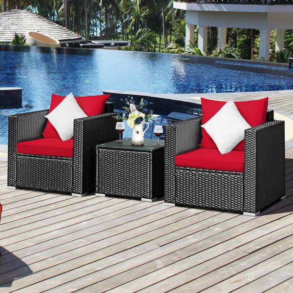 Costway 3 piece wicker patio online set