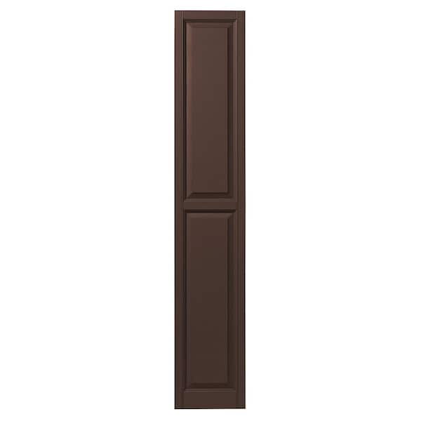 Ply Gem 15 in. x 75 in. Raised Panel Polypropylene Shutters Pair in Terra Brown