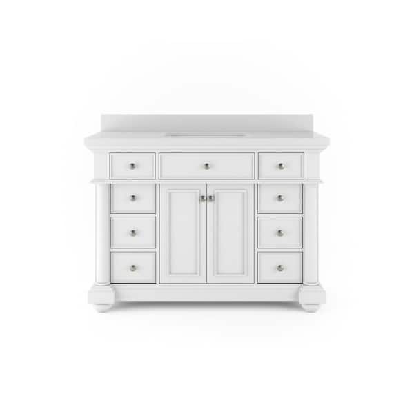 Thomasville McGinnis 48 in. W x 20 in. D Bath Vanity in White with Quartz Stone Vanity Top in White with White Basin