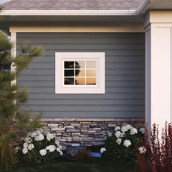 35.5 in. x 29.5 in. V-4500 Series White Vinyl Awning Window with Colonial Grids/Grilles