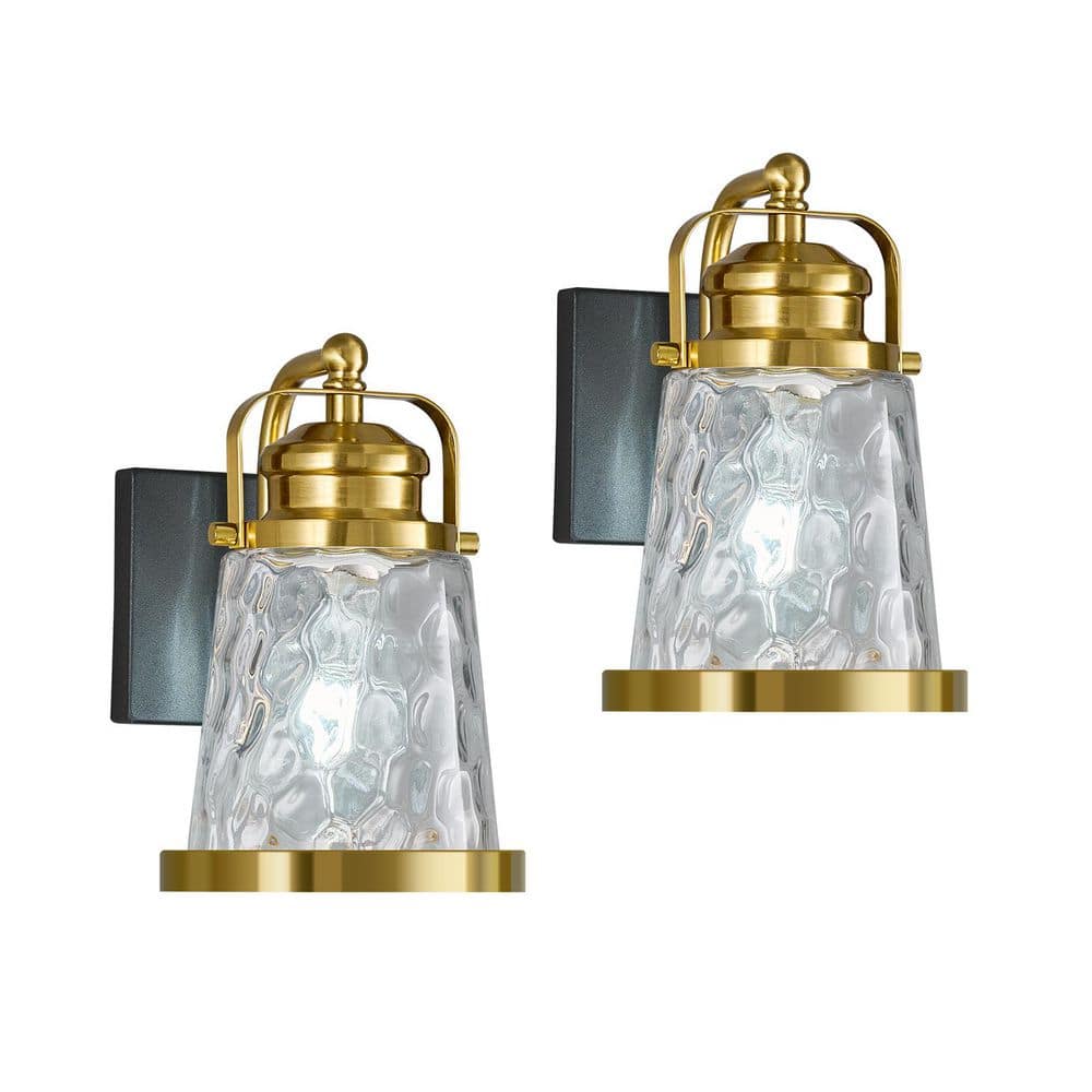 Home Lighting 5.7 in. 1-Light BlackGold 2-Pack Modern Industrial Vanity Light Over Mirror for Bathroom price history on PriceWatchPro