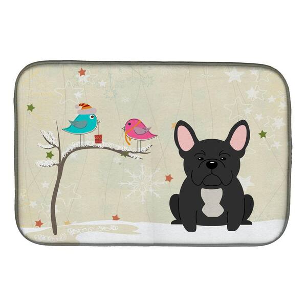 Black French Bulldog Dish Drying Mat for Kitchen Counter Absorbent