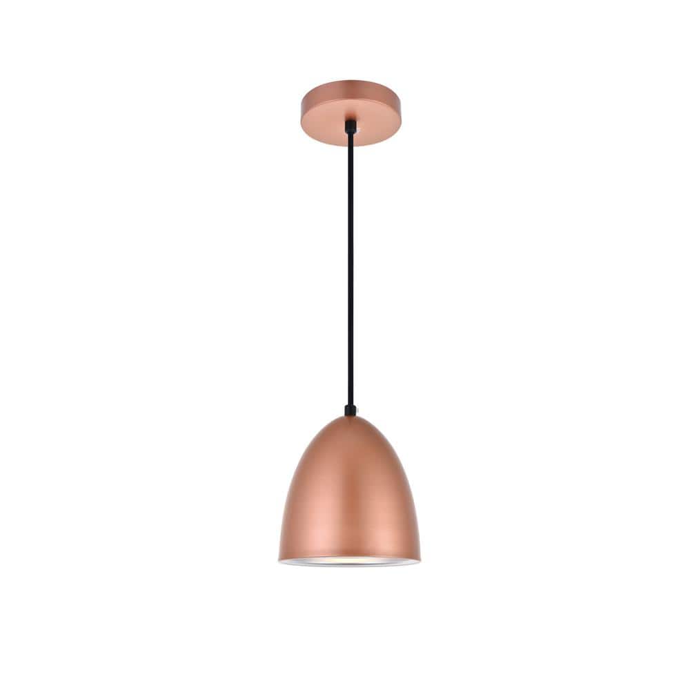 Timeless Home 6 in. 1-Light Honey Gold Pendant Light, Bulbs Not Included