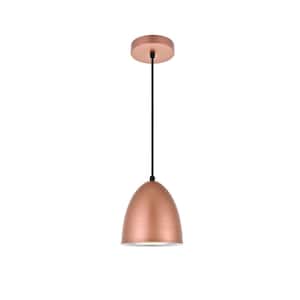 Timeless Home Nadia 1-Light Pendant in Honey Gold with 6.3 in. W x 6.5 in. H Shade