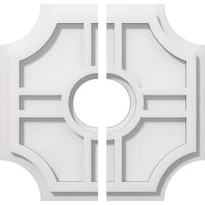 1 in. P X 4 in. C X 12 in. OD X 3 in. ID Haus Architectural Grade PVC Contemporary Ceiling Medallion, Two Piece