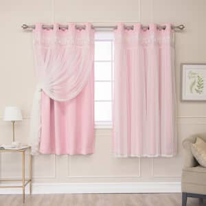 New Pink Solid Grommet Room Darkening Curtain - 52 in. W x 63 in. L (Set of 2)