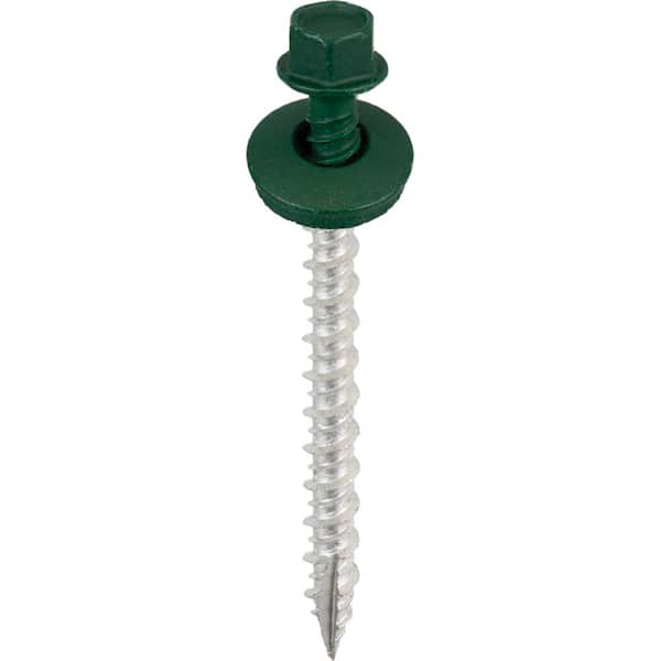 Acorn International #12 x 2.5 in. Hex Head Forest Green Metal-Wood Screw (Bag of 250)