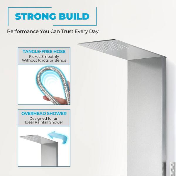 ANZZI Collines Series 55 in. 2-Jet Shower Tower with Heavy Rain