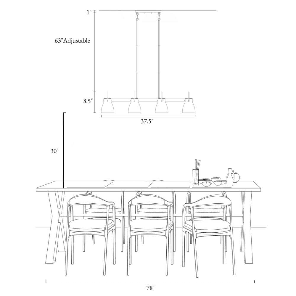 Dawn Industrial 8-Light Matte Black and Brass Kitchen Island Chandelier