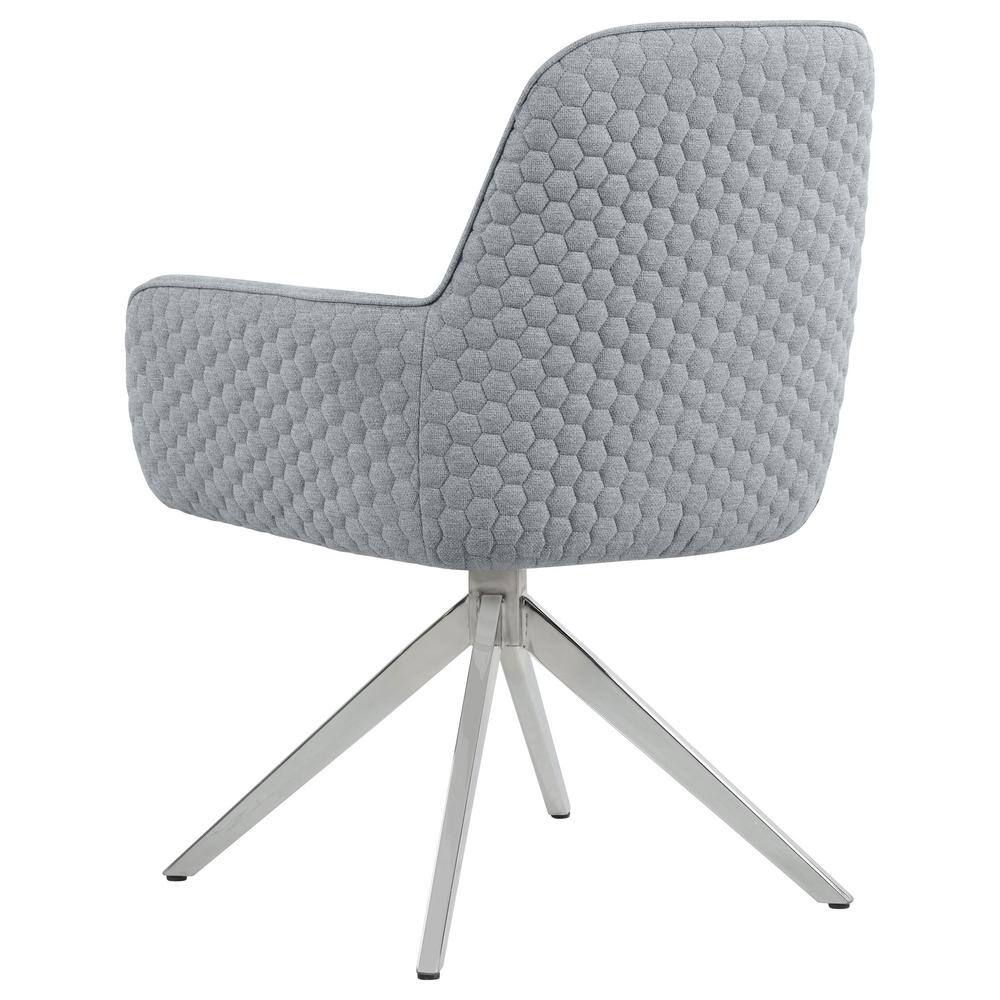 Gray Upholstered Swivel Side Chair with Chrome Legs