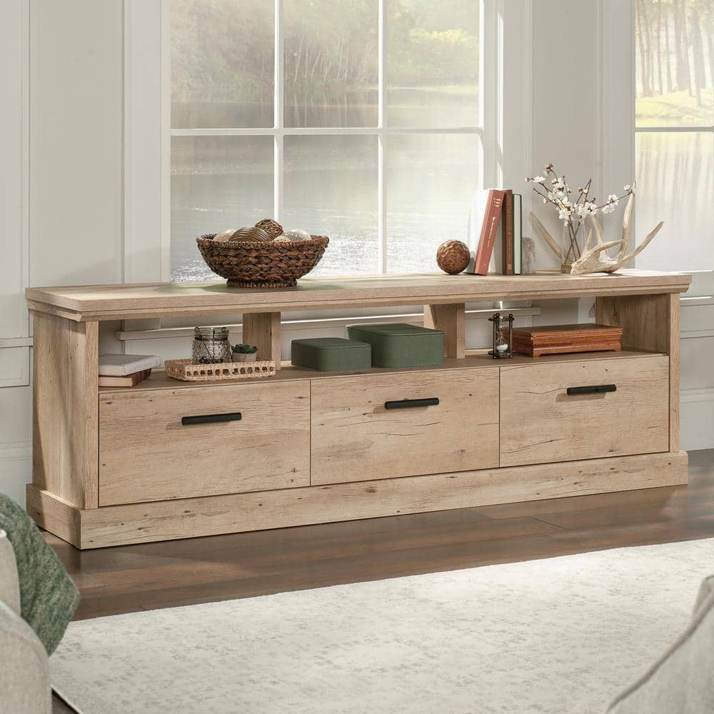 Prime Oak 70" Entertainment Credenza with Drawers and Cubbies