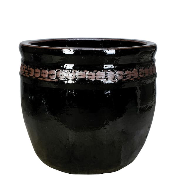 Unbranded 19 in. 6 qt. Black Ceramic Coin Pot