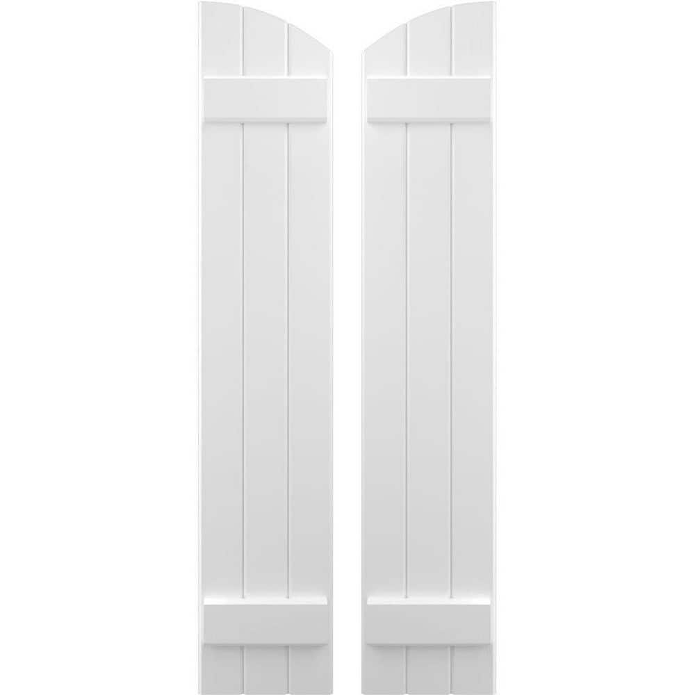 10-1/2 in. W x 75 in. H Americraft Exterior Real Wood Joined Board and Batten Shutters with Elliptical Top White price history on PriceWatchPro