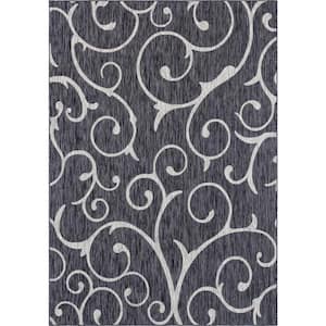 Outdoor Curl Charcoal Gray 8 ft. x 11 ft. Area Rug