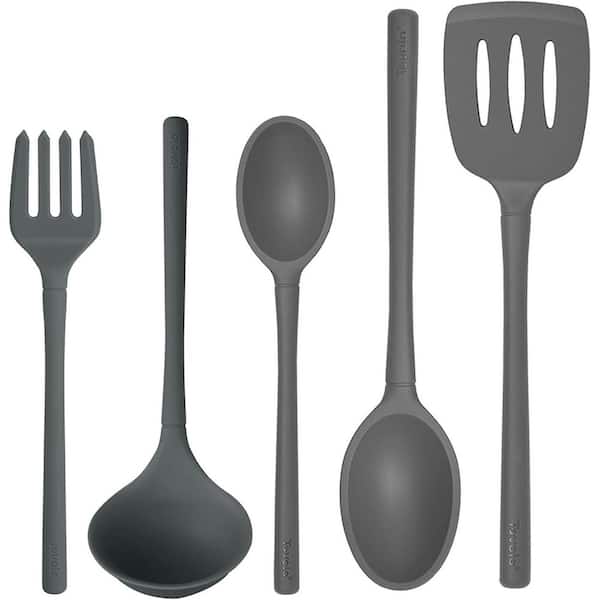 Flex-Core 5-Piece Silicone Kitchen Tool Set, Charcoal