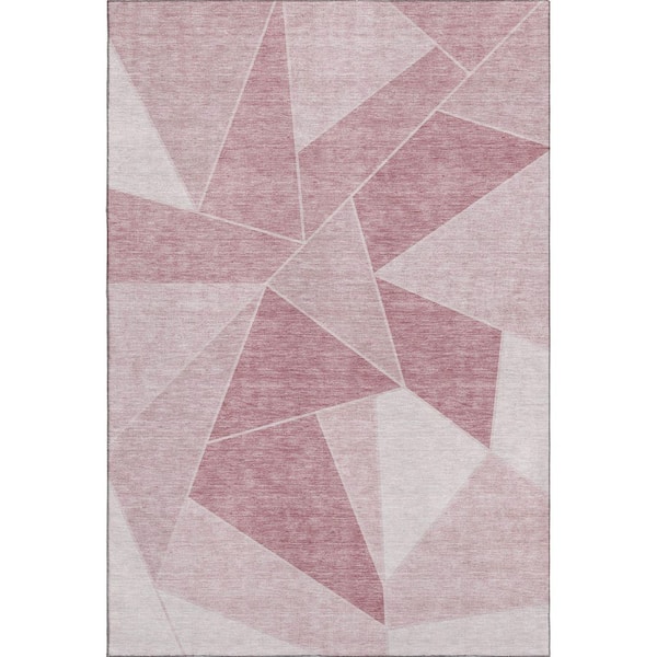 Addison Rugs Mayfield Premium Machine Washable Indoor/Outdoor Geometric AMF636 Blush 9 ft. x 12 ft. Area Rug