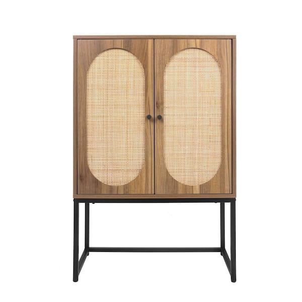 Miscool Anky 26.78 in. W x 15.75 in. D x 41.23 in. H Brown MDF Freestanding Bathroom Linen Cabinet in Walnut